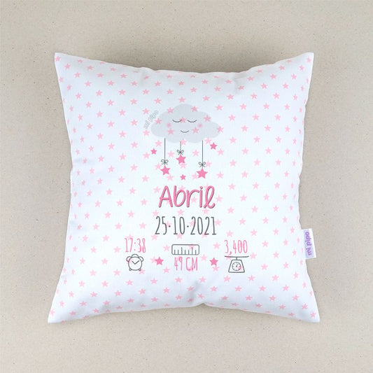 Cojin Datos Nacimiento Nube Rosa