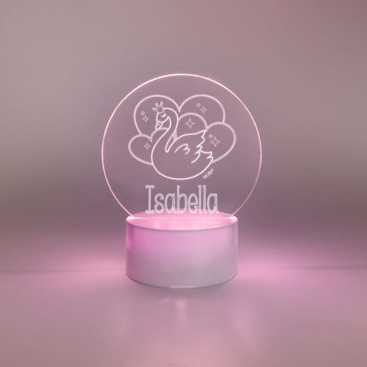 Lamparita redonda Cisne personalizada