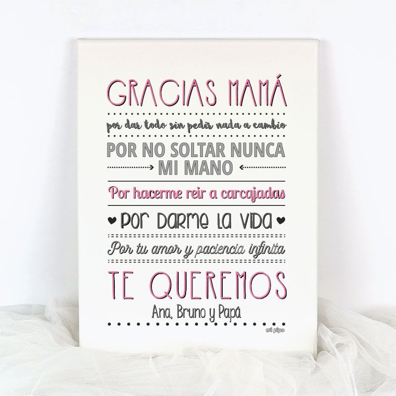 Lienzo Personalizado "Gracias Mamá por...(Nombre/s)"