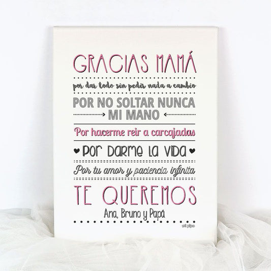 Lienzo Personalizado "Gracias Mamá por...(Nombre/s)"