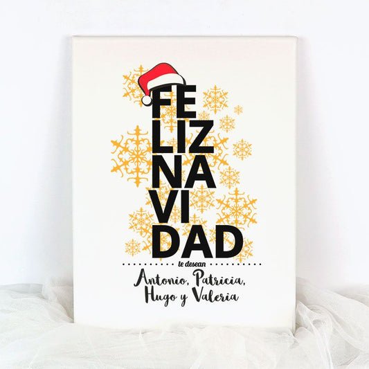 Lienzo Navidad personalizado "Feliz Navidad te desean..."