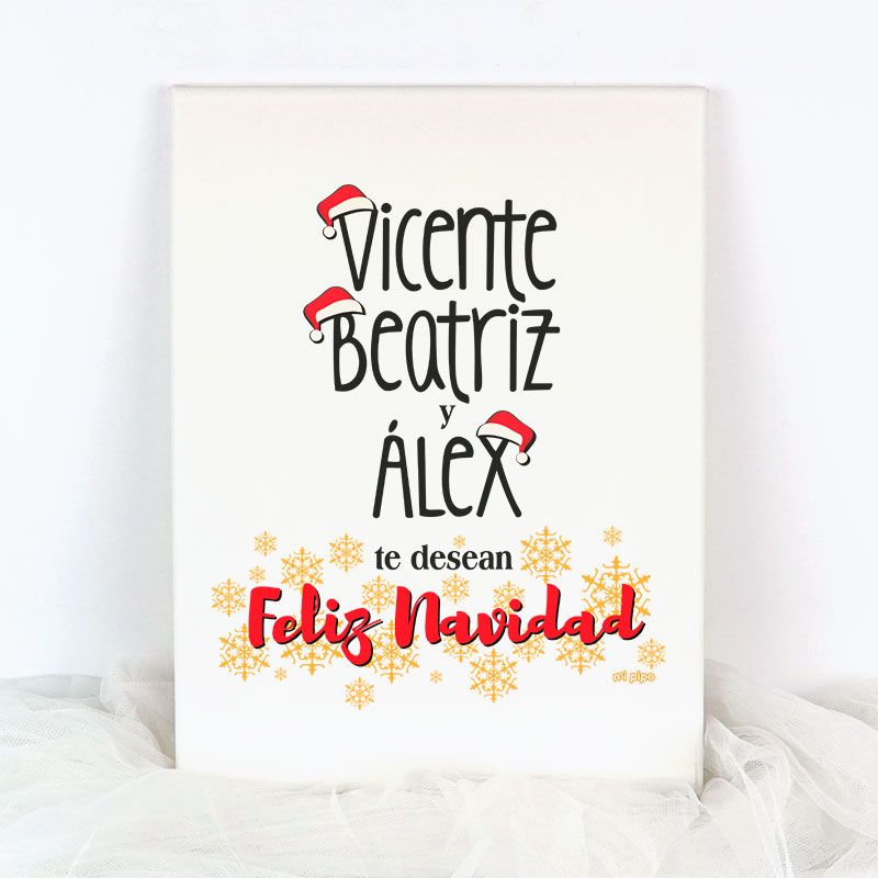 Lienzo Navidad personalizado ".... te desean Feliz Navidad"