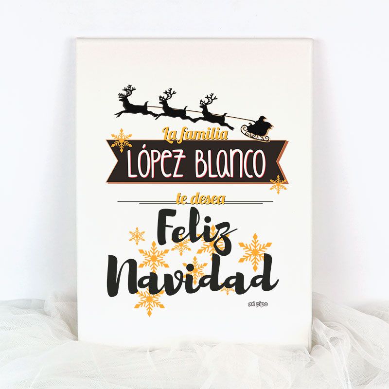 Lienzo Navidad personalizado "La familia....te desea Feliz Navidad"