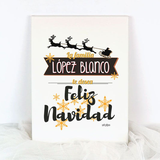Lienzo Navidad personalizado "La familia....te desea Feliz Navidad"