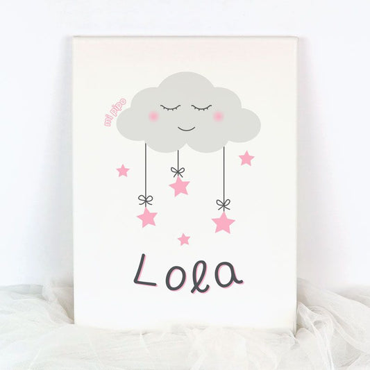 Lienzo Personalizado Nube y Estrellas Rosa