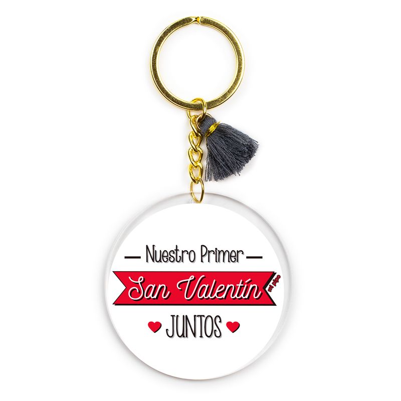Llavero metraquilato "Nuestro primer San Valentín juntos"