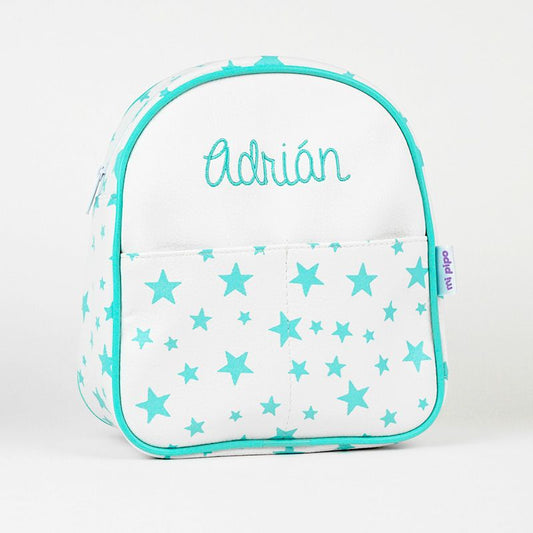Mochila Estrellitas Menta  Personalizada