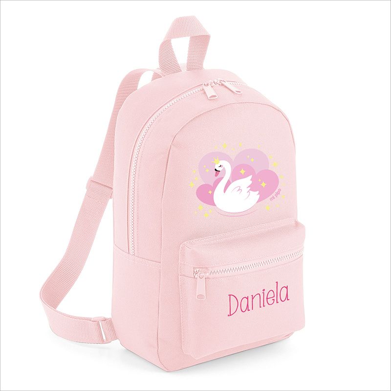 Mochila Medium Nylon Cisne Personalizada, color a elegir
