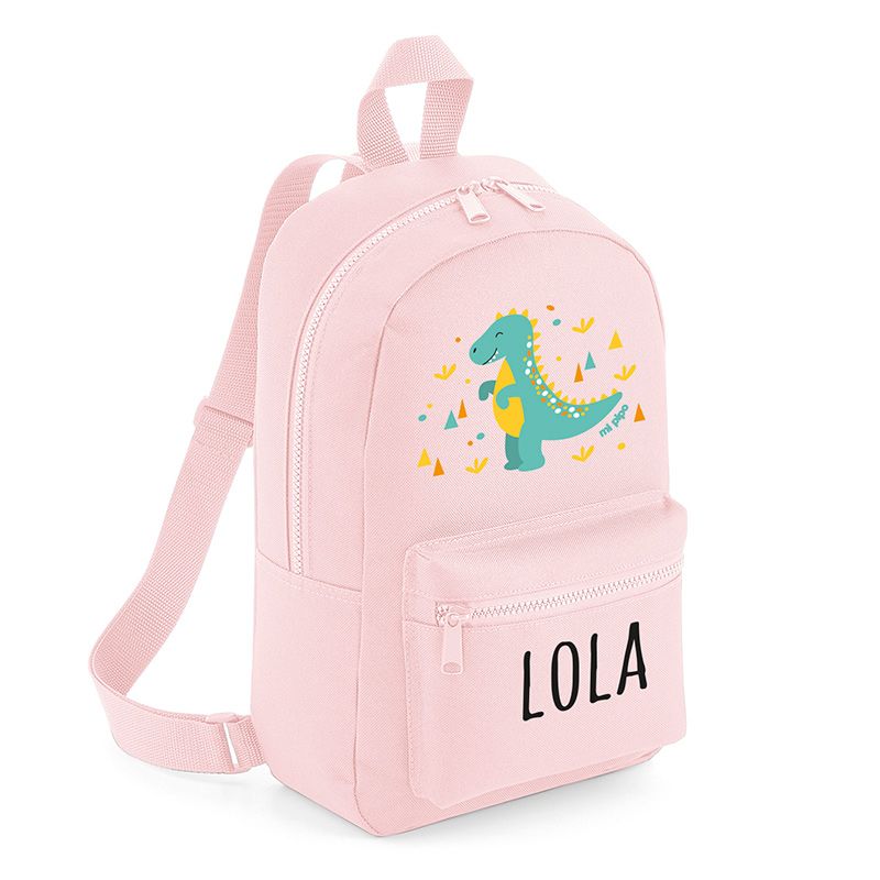 Mochila Medium Nylon Dinosaurio Personalizada, color a elegir