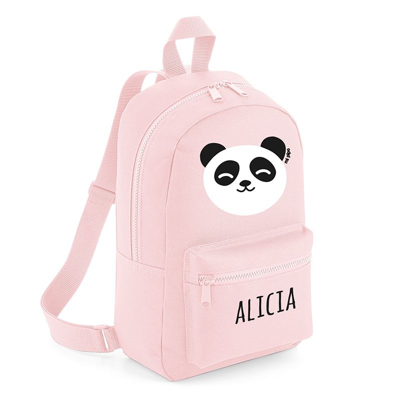 Mochila Medium Nylon Panda Personalizada, color a elegir