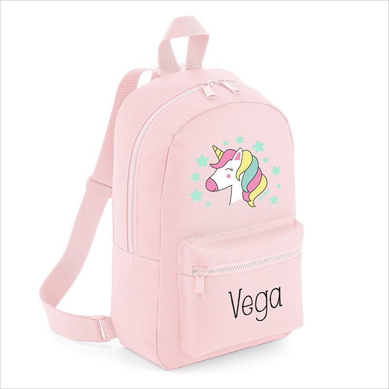 Mochila Medium Nylon Unicornio Personalizada, color a elegir
