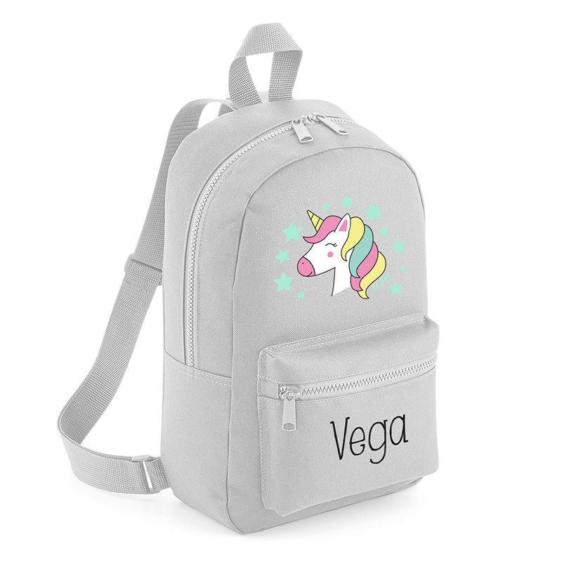 Mochila Medium Nylon Unicornio Personalizada, color a elegir