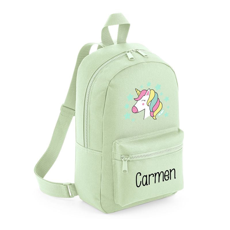 Mochila Medium Nylon Unicornio Personalizada, color a elegir