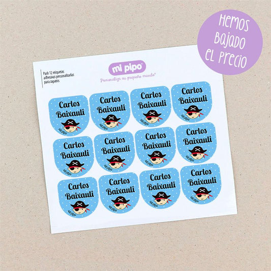 Pack 12 etiquetas para zapatos personalizadas, dibujo a elegir