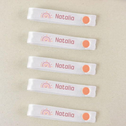 Pack 5 cintas para colgar ropa personalizadas, dibujo a elegir