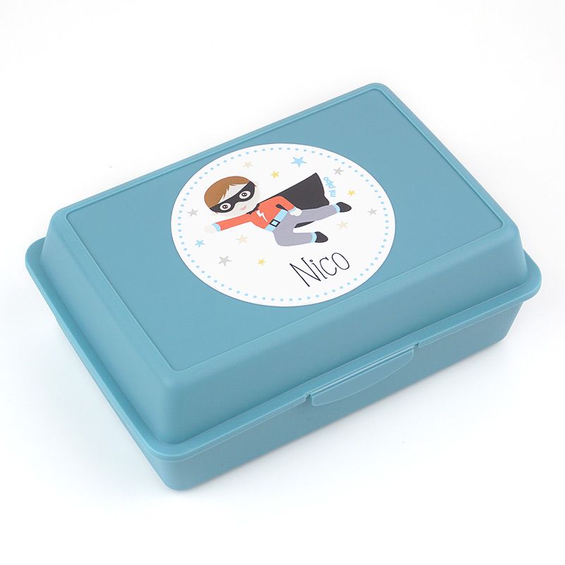 Packs Botella 600ml + Cajita Porta Alimentos Azul personalizadas