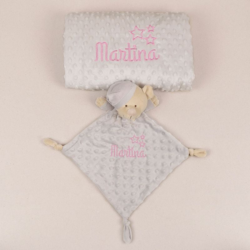 Pack Dou Dou y Manta Clásica Básica Gris Personalizado