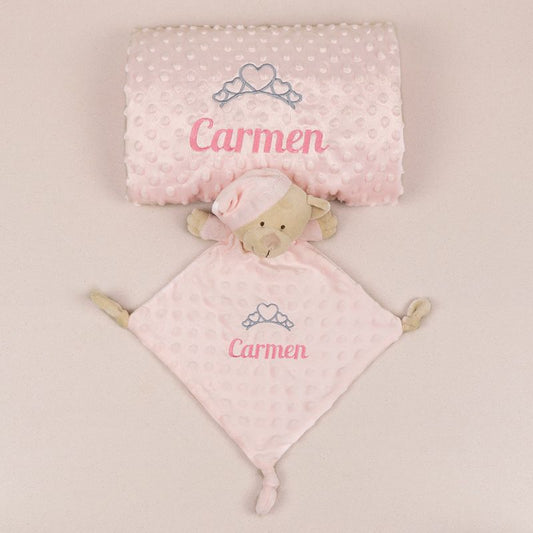 Pack Dou Dou y Manta Clásica Básica Rosa Personalizado