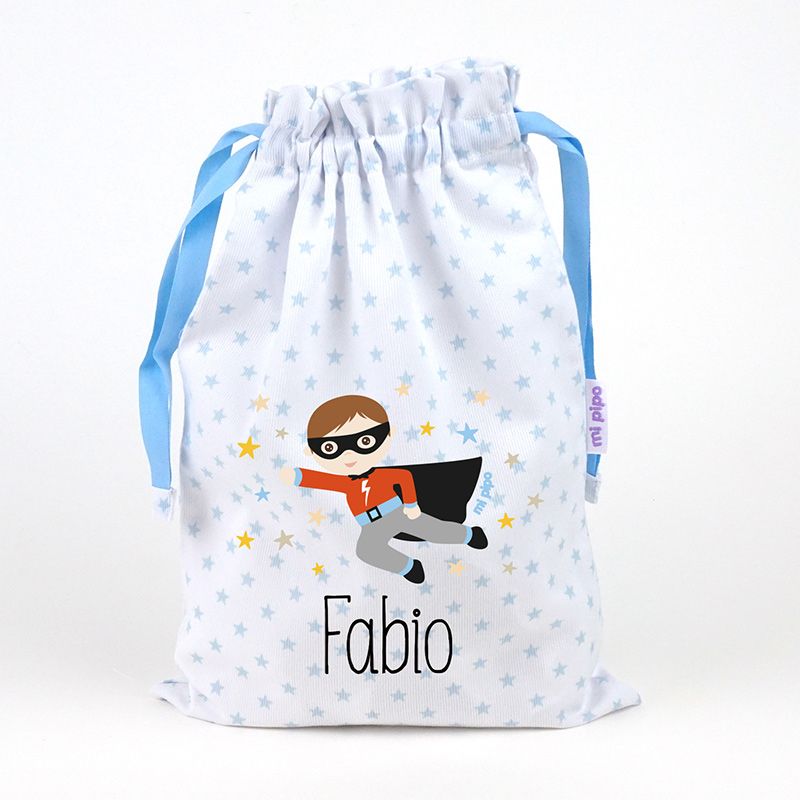 Saquitos Azul Personalizado, dibujo a elegir