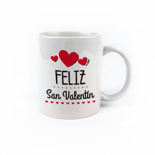 Taza cerámica Feliz San Valentín 3 Corazones