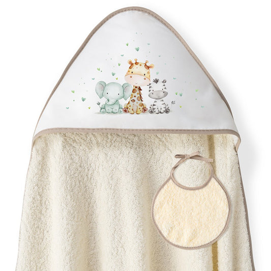Capa de Baño Jirafa + Babero Beige