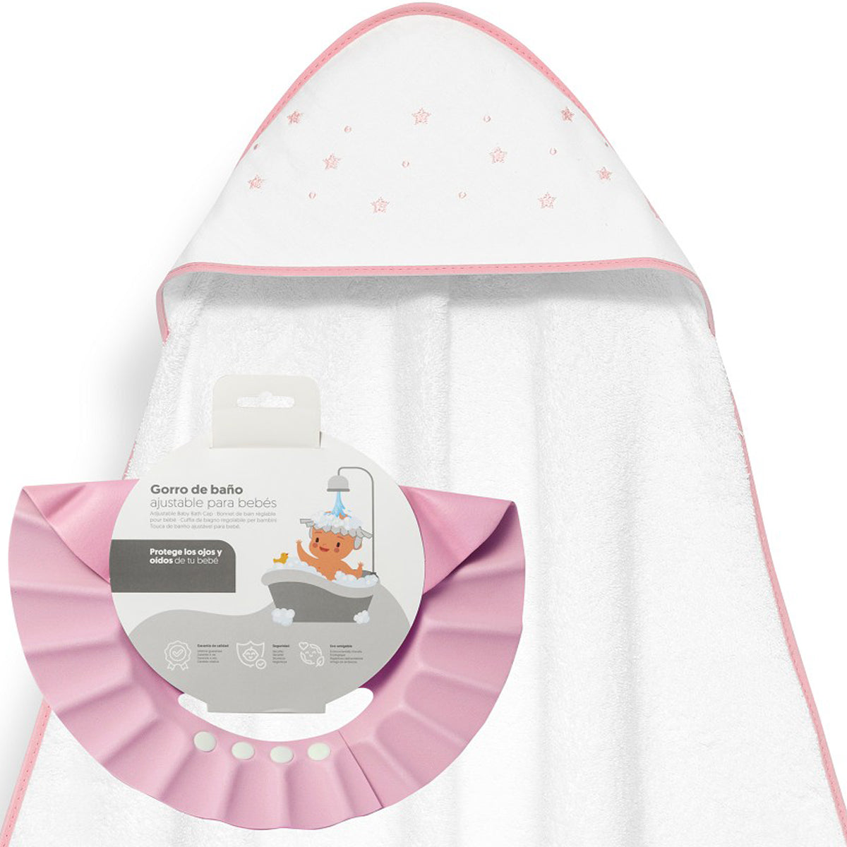 Capa de Baño Estrellas Rosa + Gorro de Baño