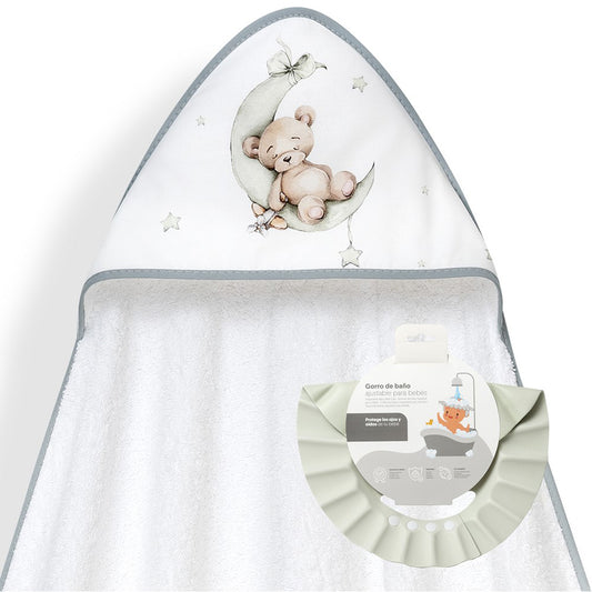 Capa de Baño oso/luna + Gorro de Baño