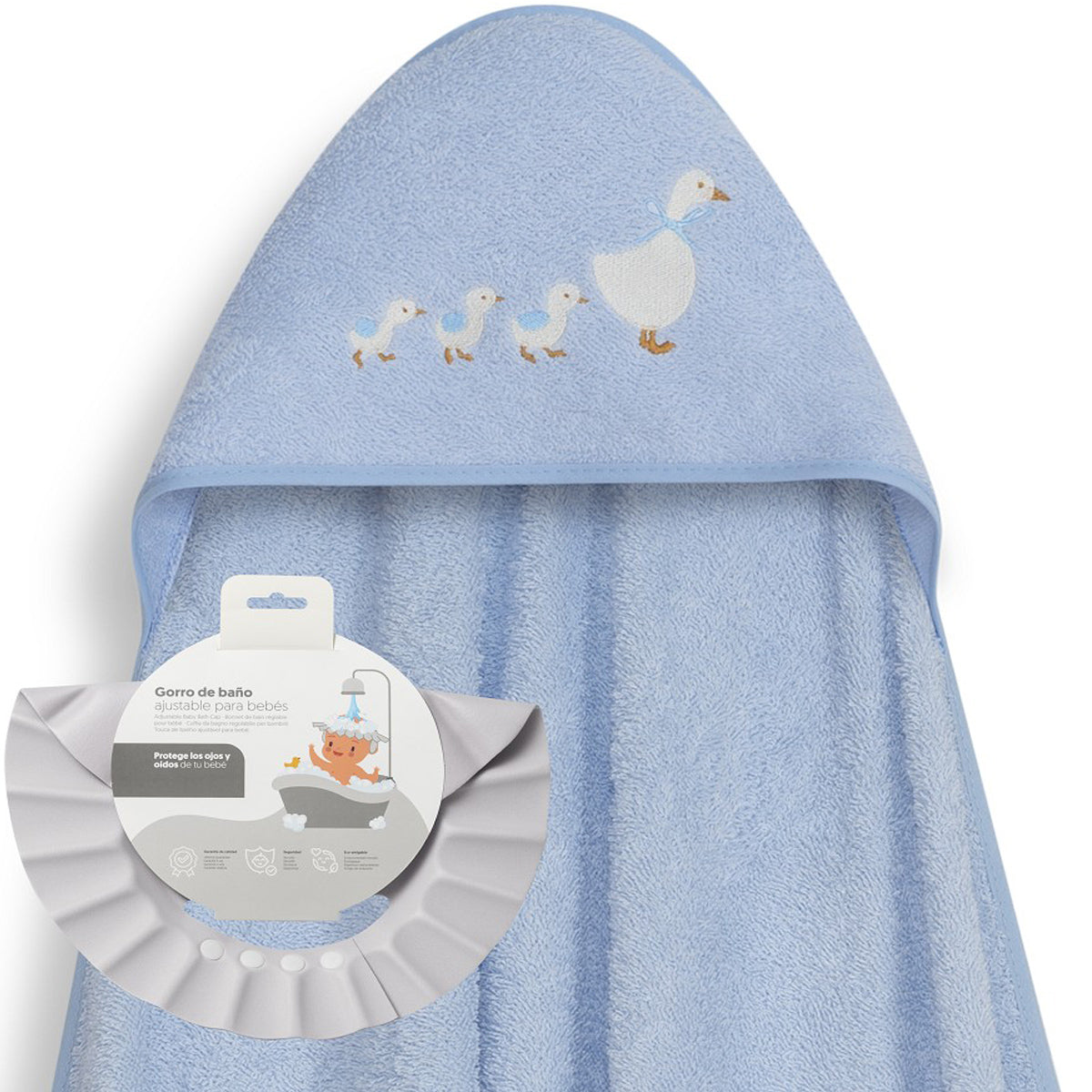 Capa de baño + gorro de baño Patitos