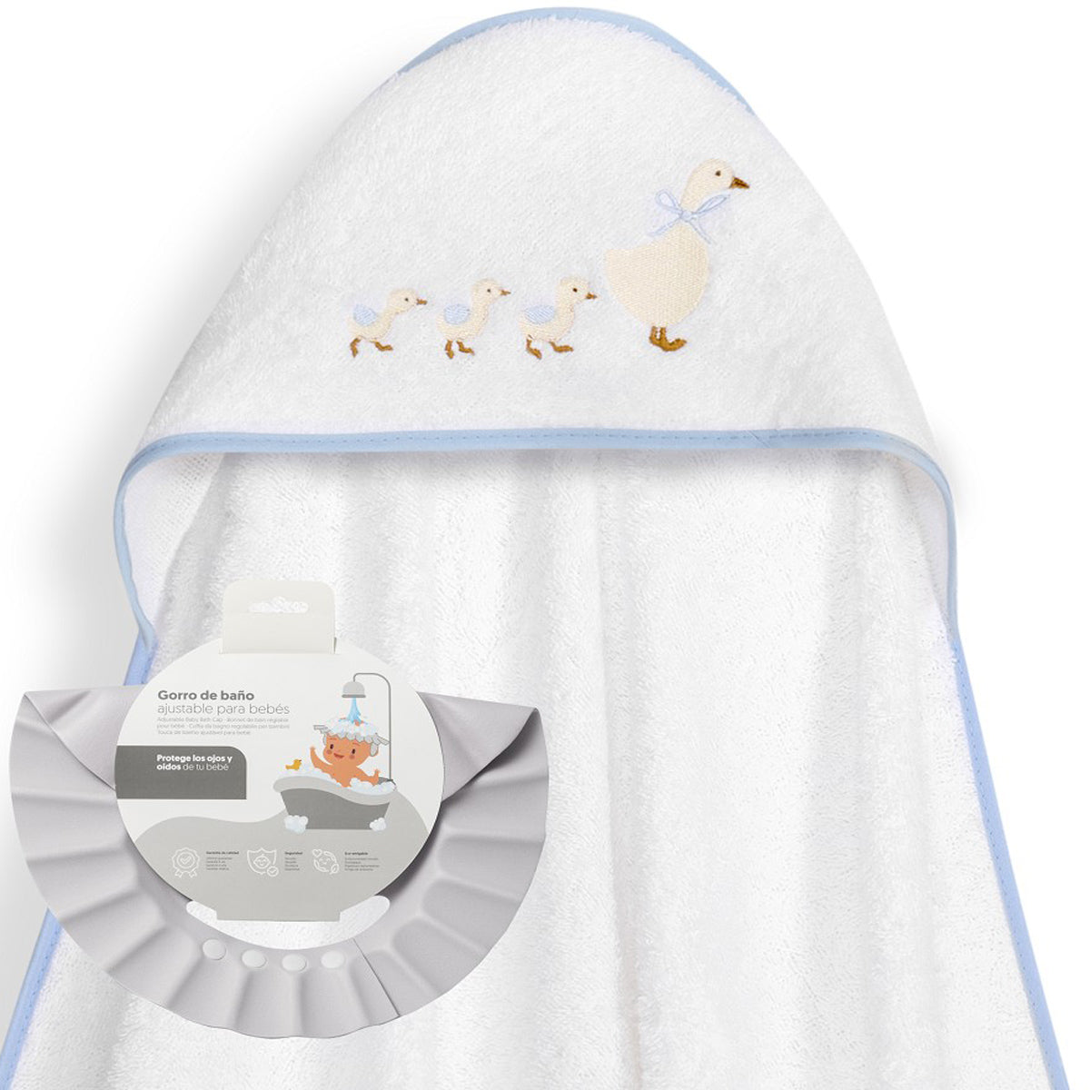Capa de baño + gorro de baño Patitos