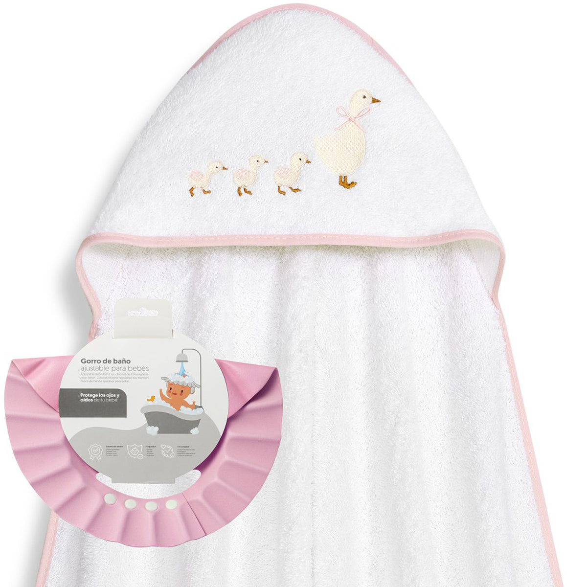 Capa de baño + gorro de baño Patitos