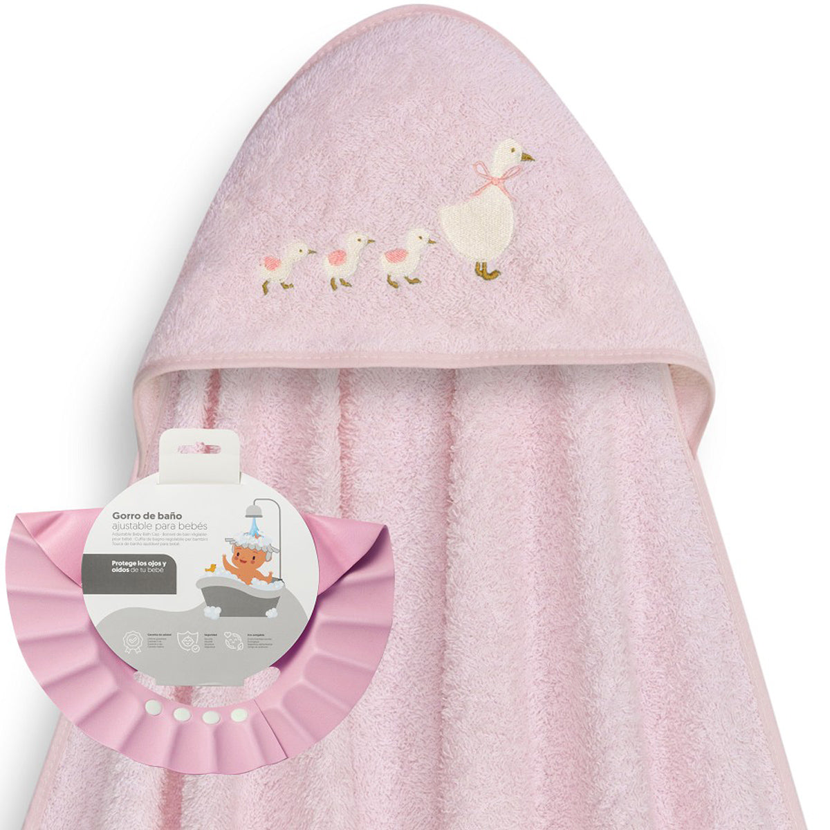 Capa de baño + gorro de baño Patitos