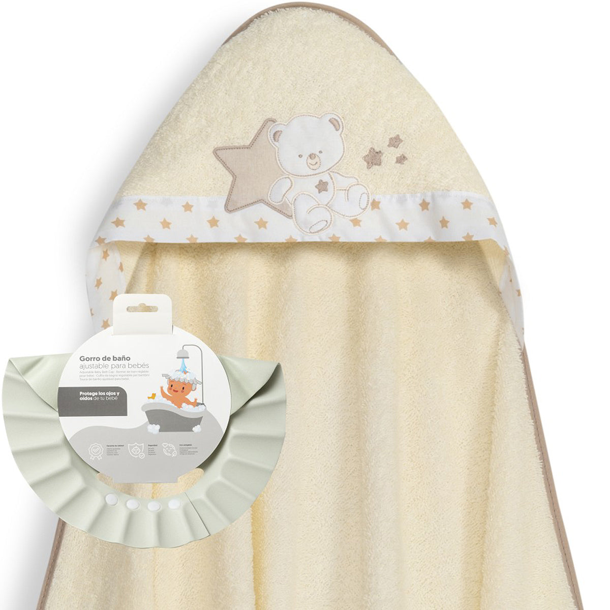 Capa de baño + gorro de baño Osito sentado