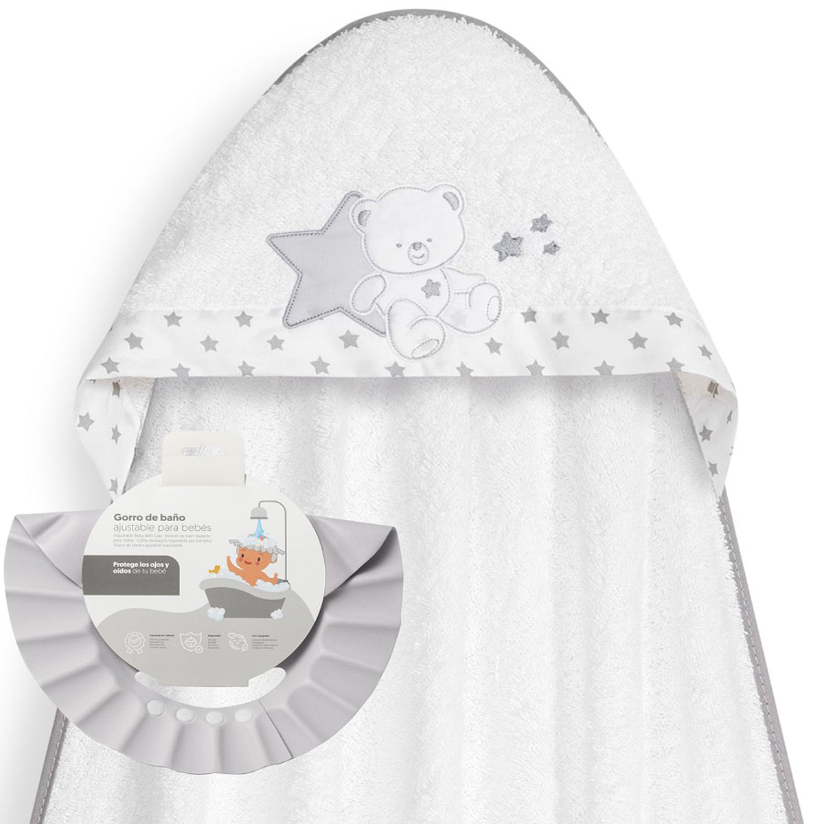 Capa de baño + gorro de baño Osito sentado