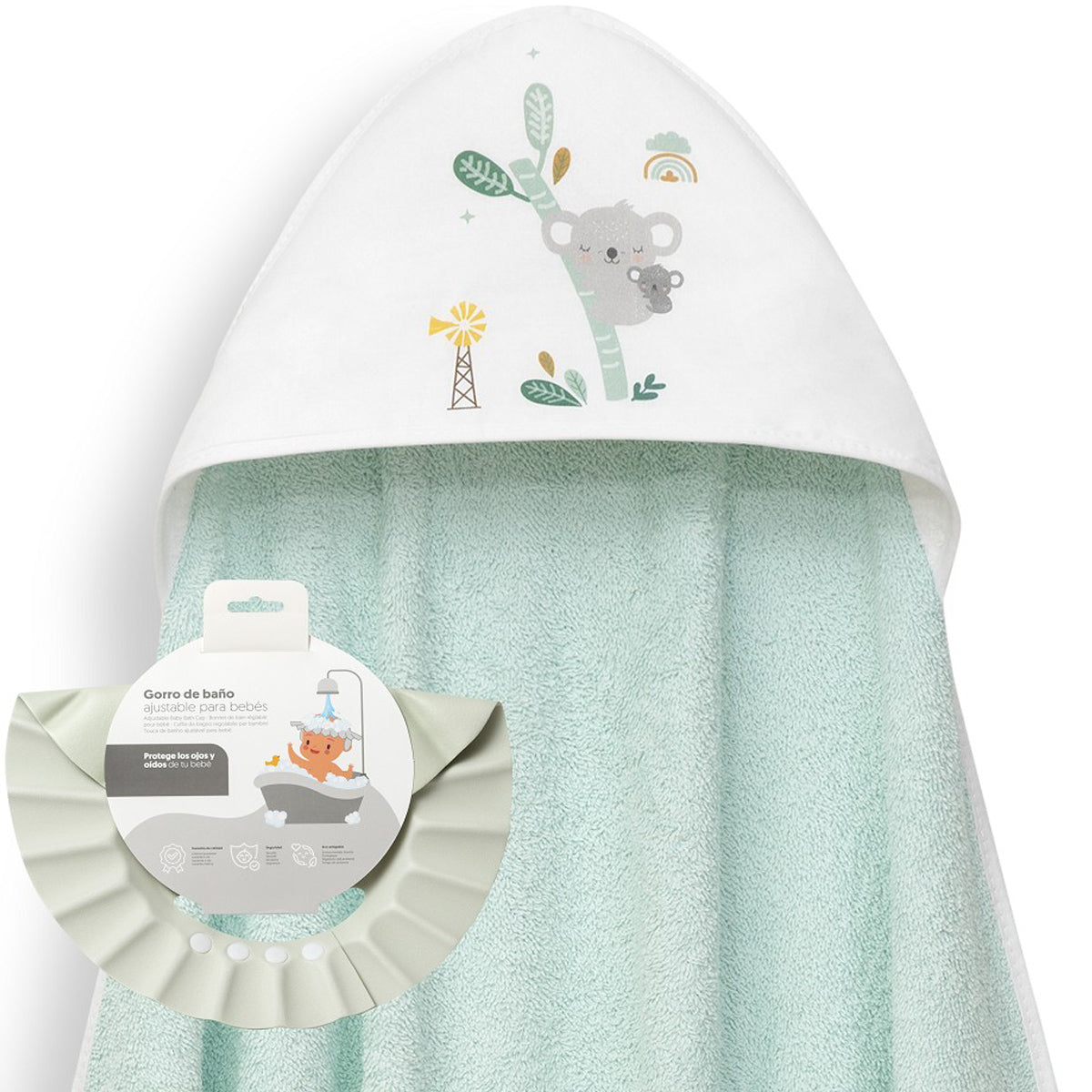 Capa de baño + gorro de baño Granja koala