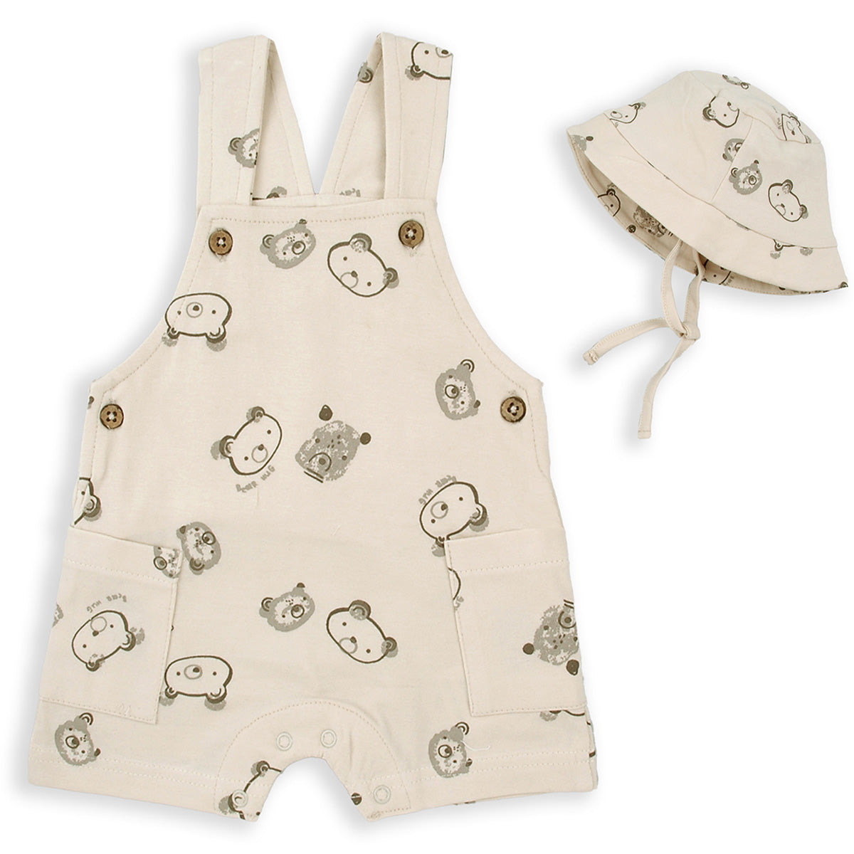 Conjunto peto beige con gorrito (1 a 24 meses)