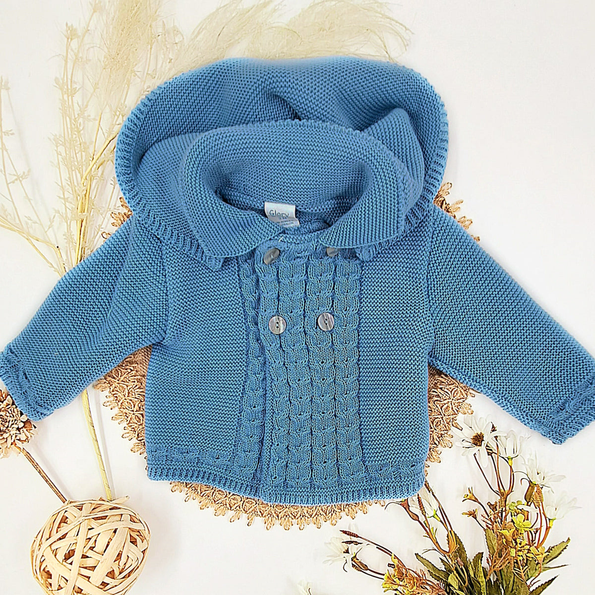 Abrigo de lana doble azul (3 a 36 meses)