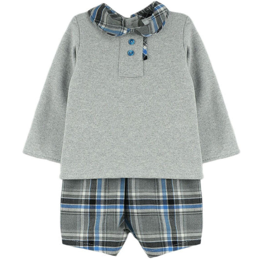Conjunto 2 piezas gris cuadritos ( 6 a 36 meses)