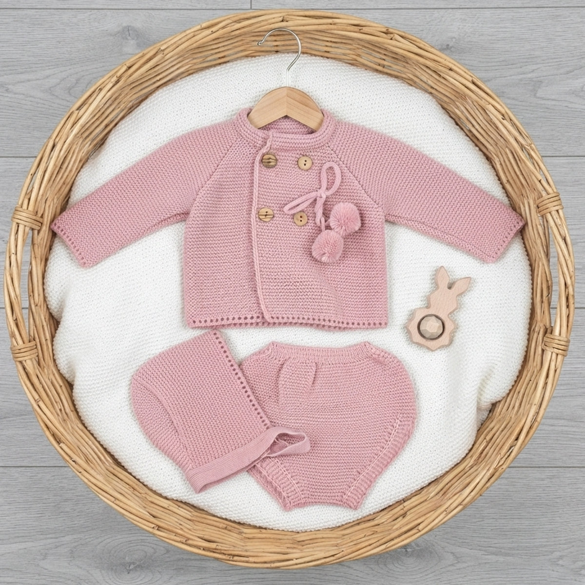 Conjunto rosa palo (0 a 6 meses)