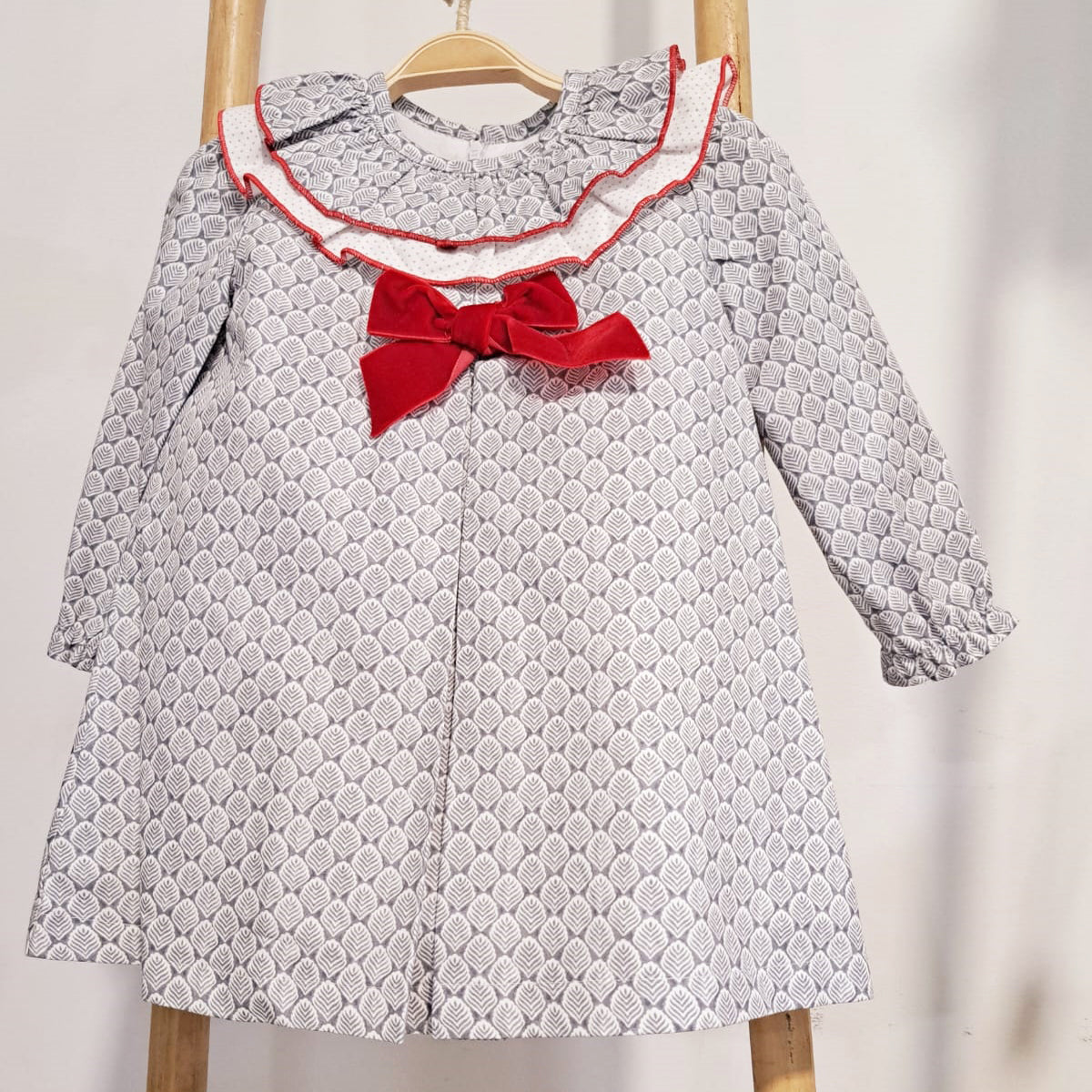 Vestido Infantil Niña Hojas Gris (3 a 12 años)