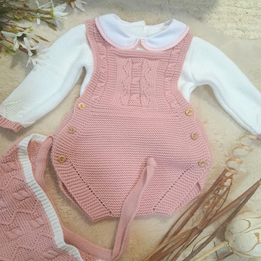 Ranita de 3 piezas rosa palo(0 a 6 meses)