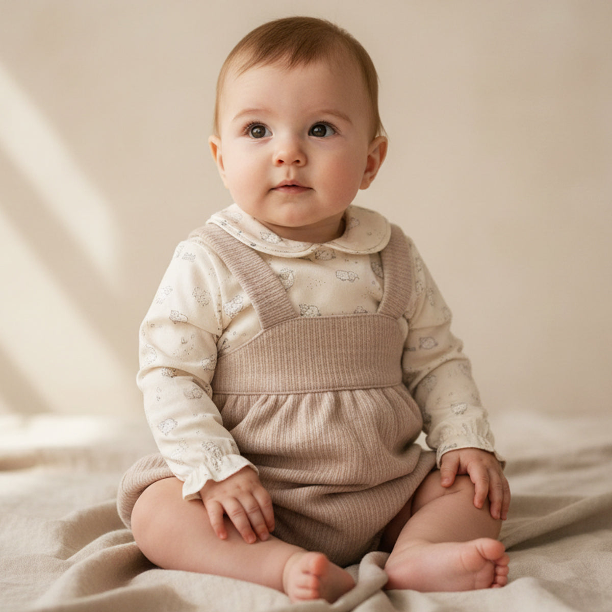 Conjunto peto beige (1 a 18 meses)