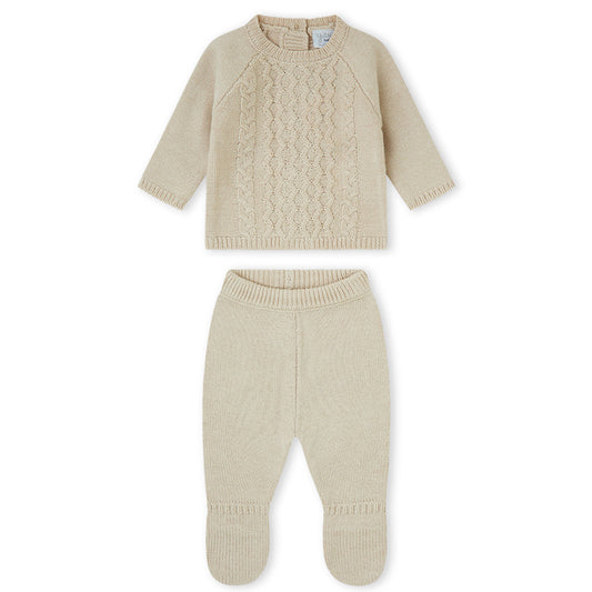 Conjunto de punto beige (0 a 6 meses)