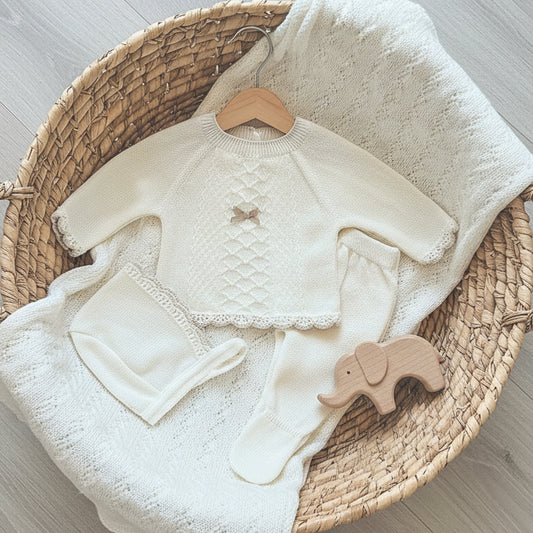 Conjunto 3 piezas crudo (00 a 6 meses)