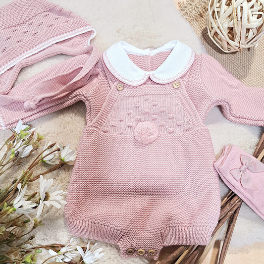 Conjunto 3 piezas rosa palo (0 a 6 meses)