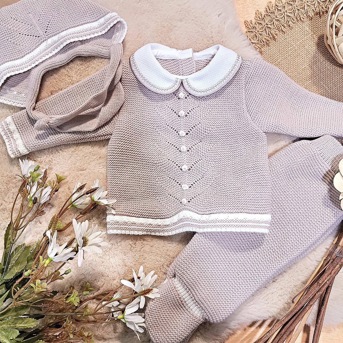 Conjunto 3 piezas tierra (0 a 6 meses)