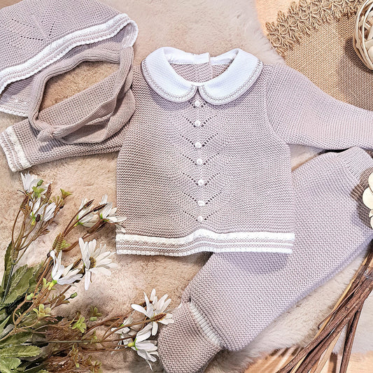 Conjunto 3 piezas tierra (0 a 6 meses)