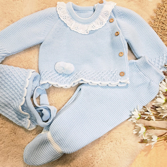 Conjunto 3 piezas celeste (0 a 6 meses)