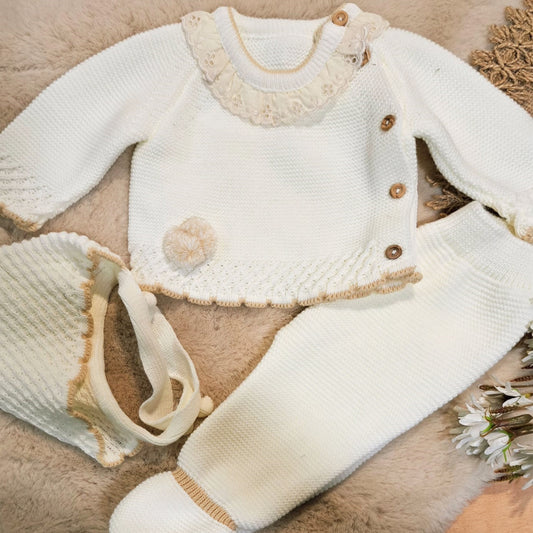 Conjunto 3 piezas crudo (0 a 6 meses)