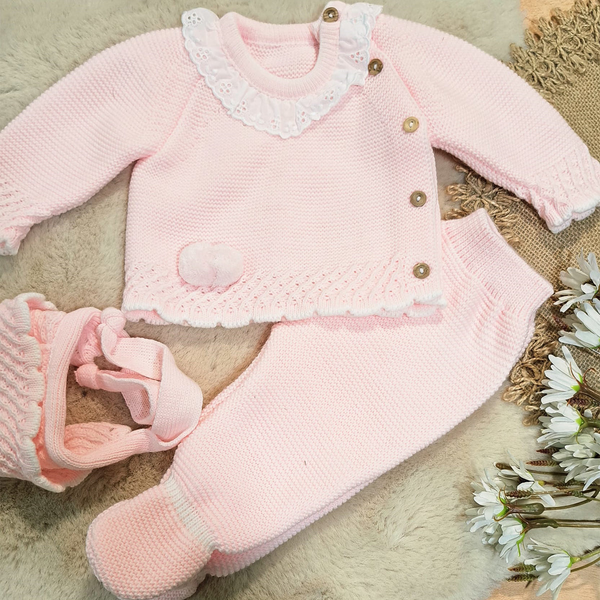 Conjunto 3 piezas rosa (0 a 6 meses)