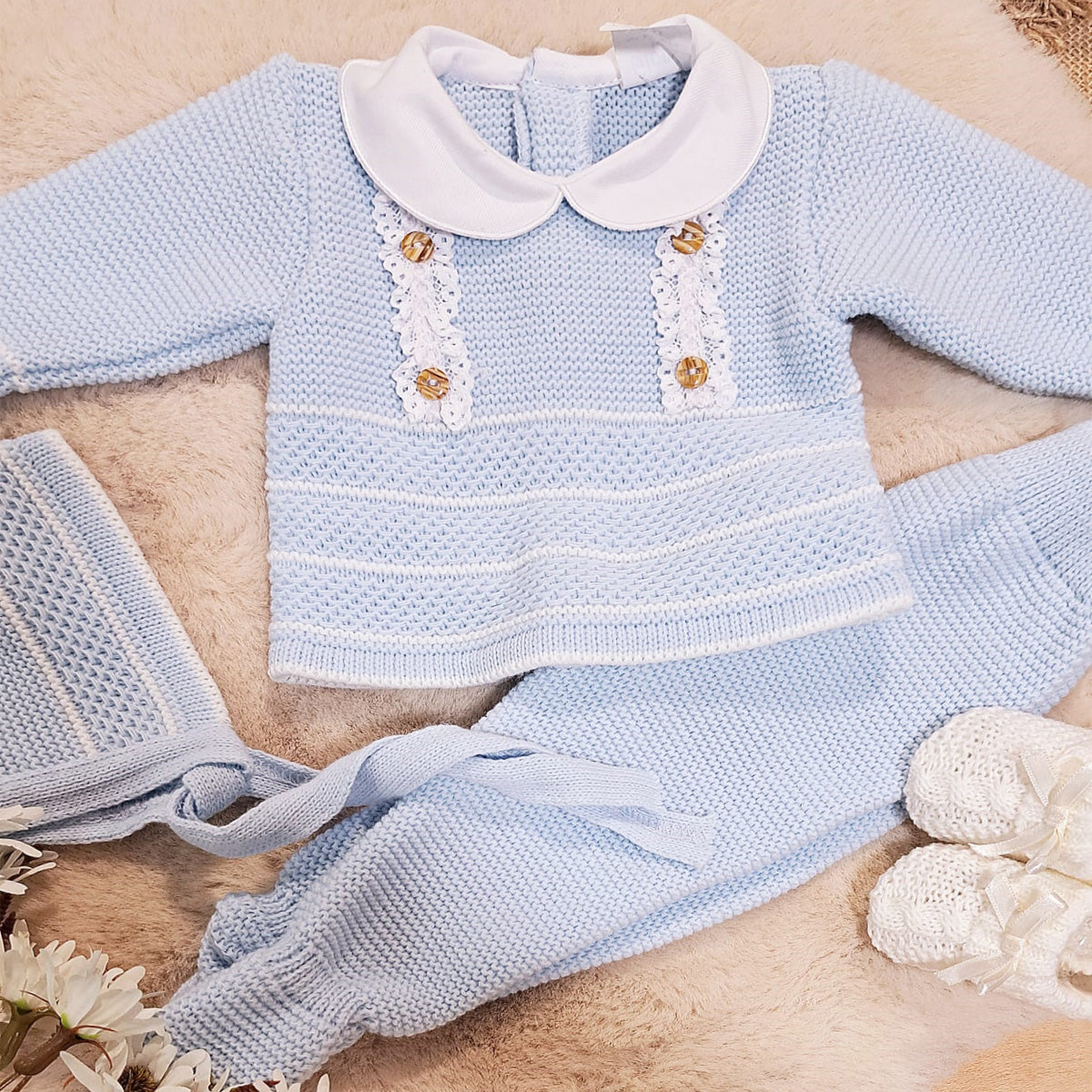 Conjunto 3 piezas celeste (0 a 6 meses)